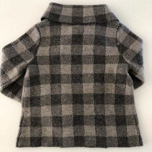 Ellen Tracy Check Pattern Long Sleeve Shawl Collar Sweater Jacket Grey Size M - Picture 7 of 13